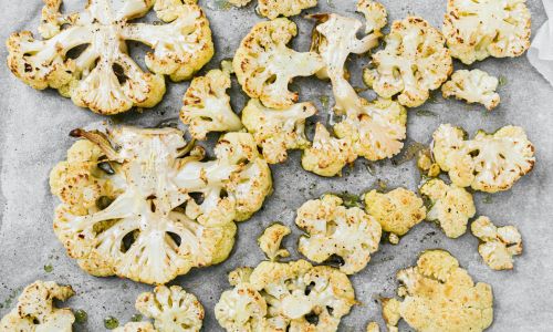 cauliflower on a baking tray