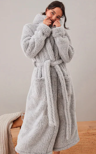 Fluffy grey dressing gown from Next