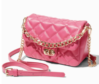 pink quilted bag claire's
