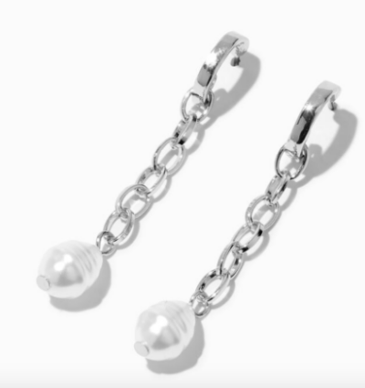 pearl silver earrings claire's