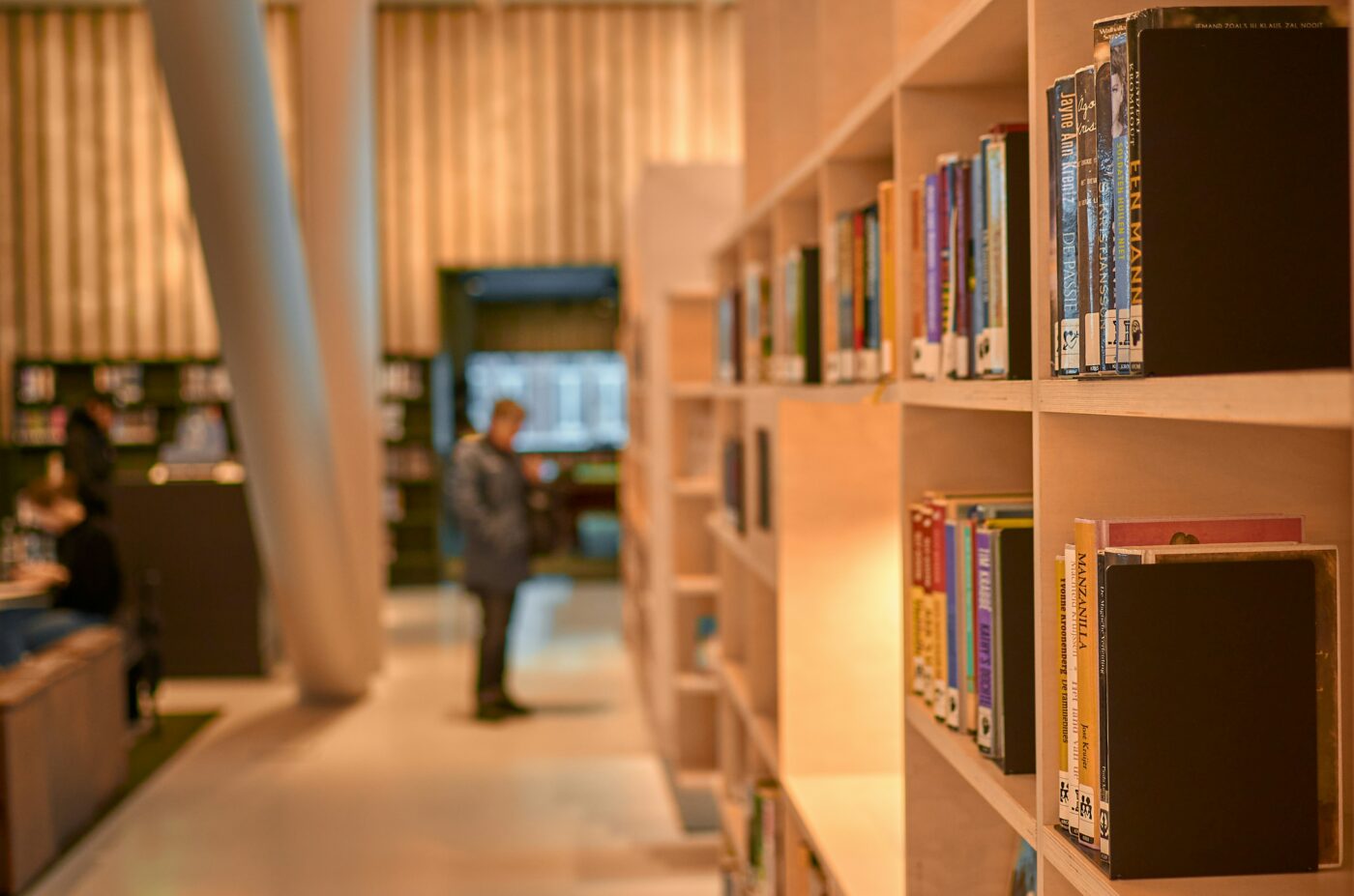 Row of books in a library