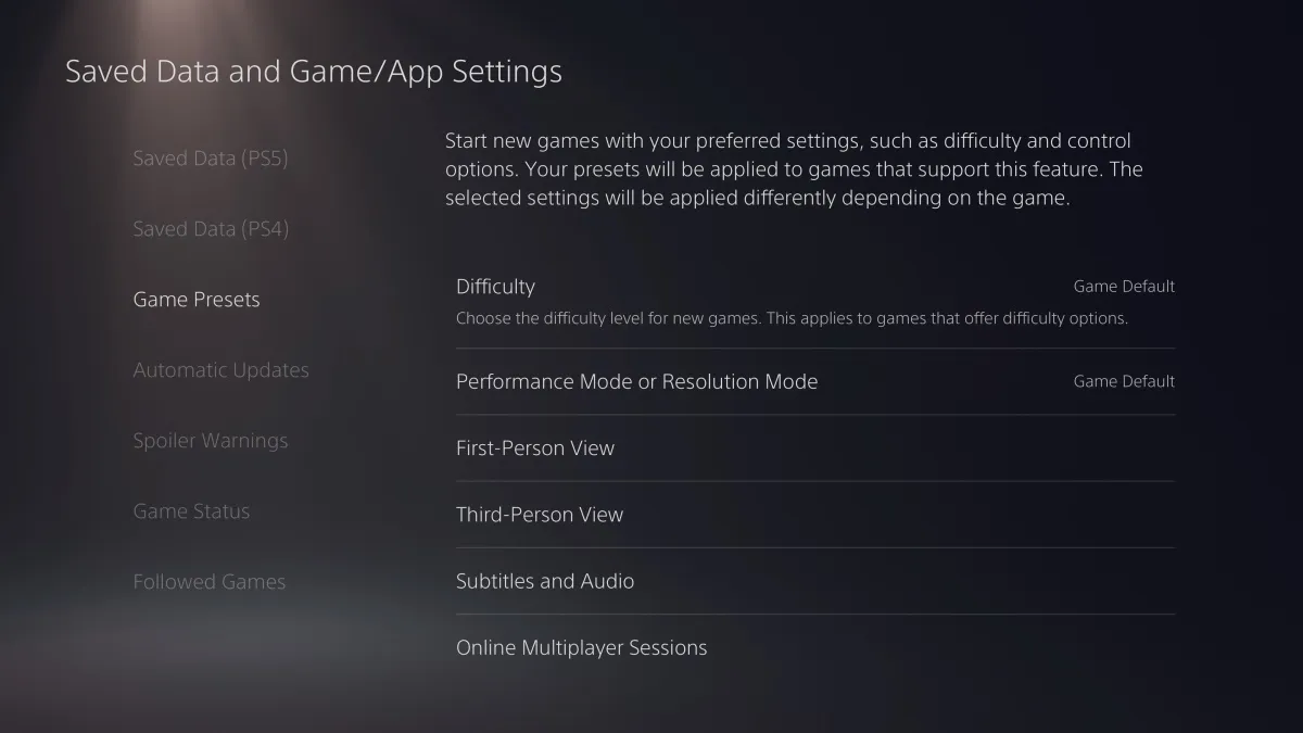 Game PS5 setup difficulty rating