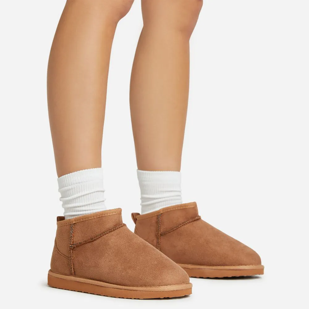 Ultra Mini Ankle Length Faux Fur Lining Boots in Chestnut Brown Faux Suede — EGO, £18 - Best Ugg dupes