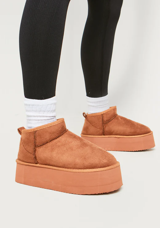 Phoebe Chestnut Ankle Boots — Missy Empire, £32 - platform ugg boots dupes