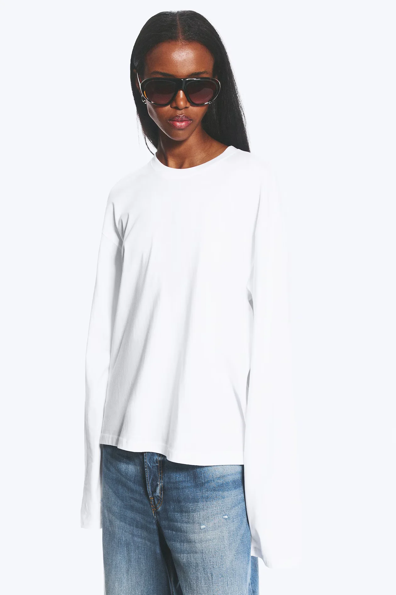 Long-Sleeved Boxy Cotton T-Shirt