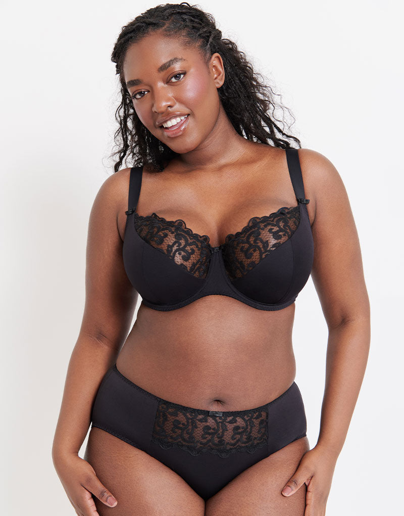Flirtelle Swirl Balcony Bra Black / 38J